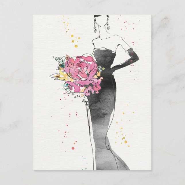 Wild Apple | Floral Fashion Dress Sketch Postcard (Front)