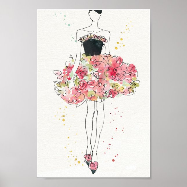 Wild Apple | Glamorous Floral Dress Sketch Poster (Front)