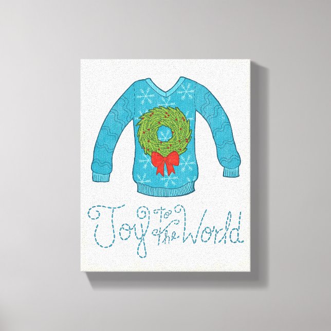 Wild Apple | Joy To The World - Christmas Sweater Canvas Print (Front)