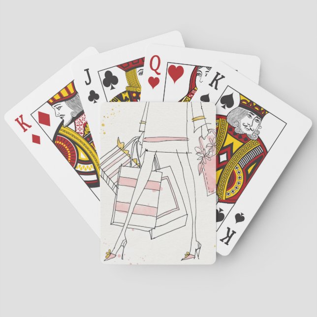 Wild Apple | Modern Pink Fashion Sketch Poker Cards (Back)