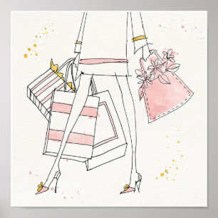 Wild Apple Modern Pink Fashion Sketch Poster