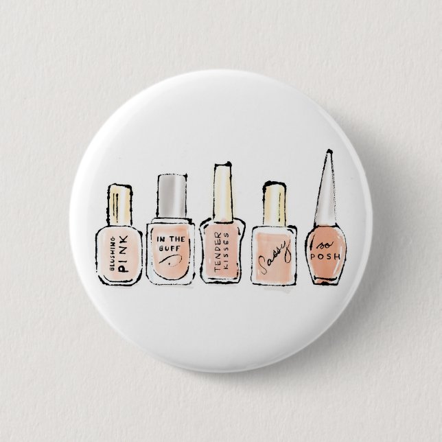 Wild Apple | Modern Pink Nail Polish Sketch Pinback Button (Front)