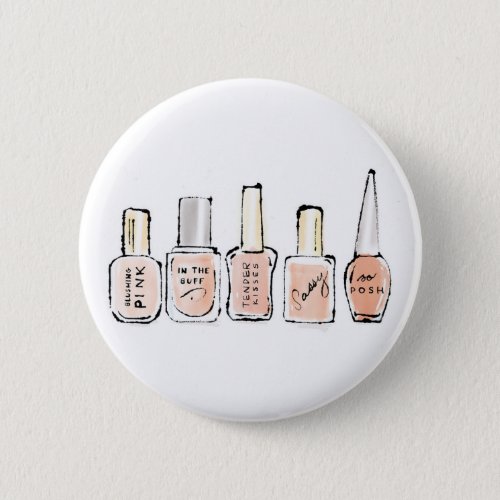 Wild Apple  Modern Pink Nail Polish Sketch Pinback Button