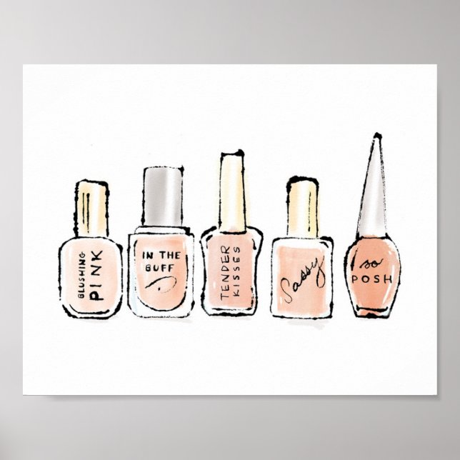 Wild Apple | Modern Pink Nail Polish Sketch Poster (Front)