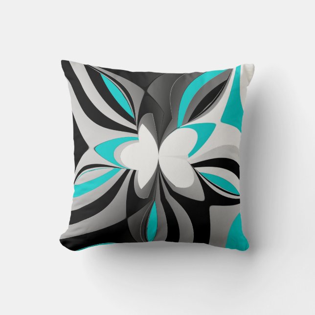 wild aqua abstract throw pillow (Front)