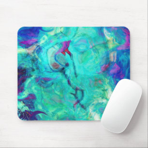 Wild Aqua Water Abstract Art Mouse Pad