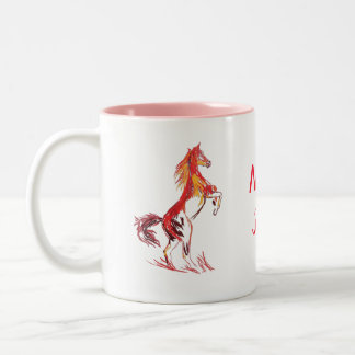 Wild Art, Red horse Two-Tone Coffee Mug