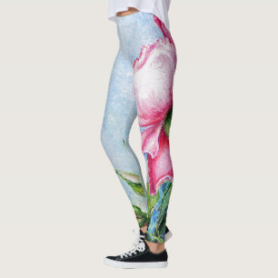 Wild As A Rose Red Floral Watercolor  Leggings