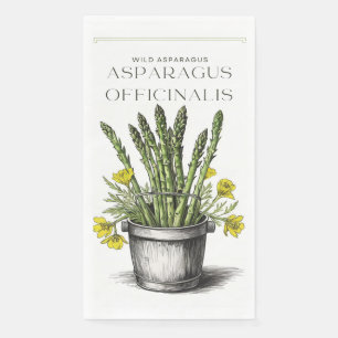 Wild Asparagus Sketch Design: Nature-Inspired  Paper Guest Towels