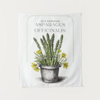 Wild Asparagus Sketch Design: Nature-Inspired Tapestry