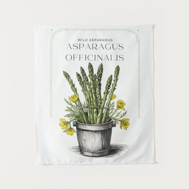 Wild Asparagus Sketch Design: Nature-Inspired  Tapestry (Front)