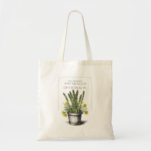 Wild Asparagus Sketch Design: Nature-Inspired  Tote Bag (Front)