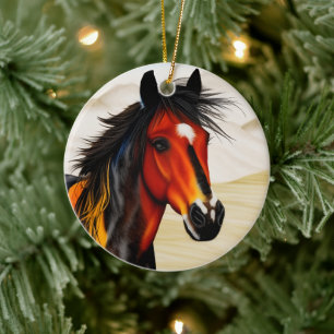 Wild At Heart - A Spirited Western Pinto Pony Ceramic Ornament
