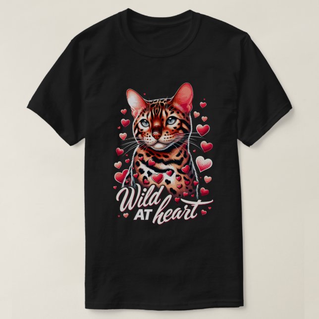 Wild at Heart - Bengal Cat Love Tee (Design Front)
