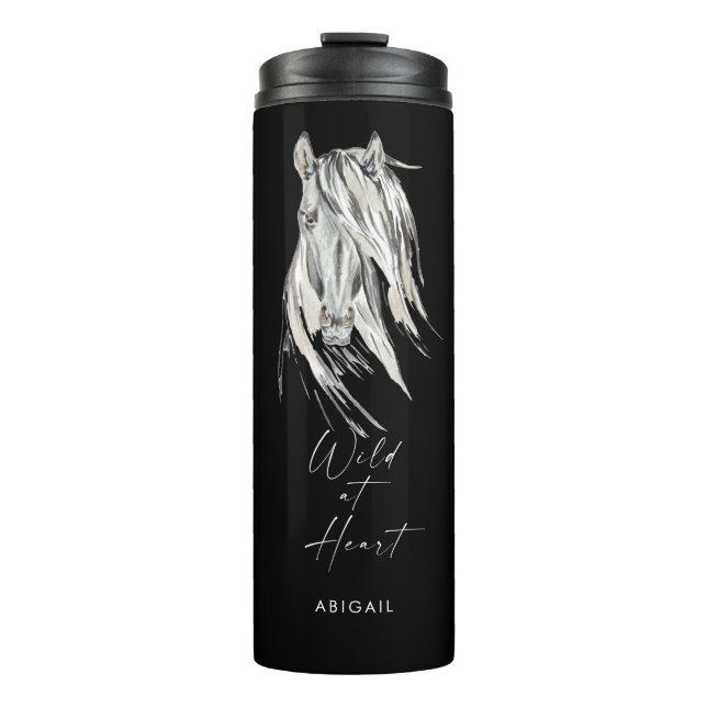 Wild at Heart Custom Name Black Thermal Tumbler (Front)