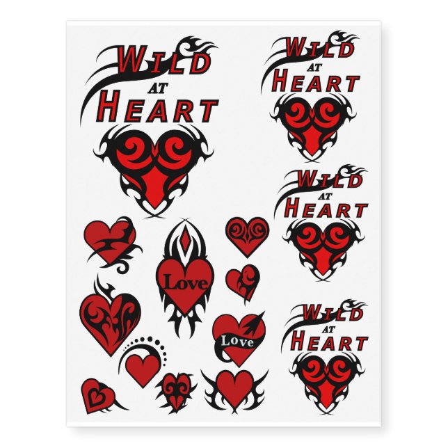 Wild at Heart Temporary Tattoos Love Valentines (Front)