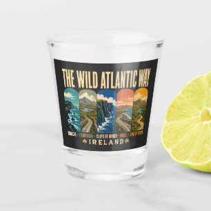 Wild Atlantic Way Ireland Landmarks Illustration Shot Glass