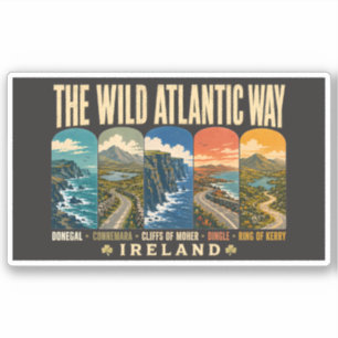 Wild Atlantic Way Ireland Landmarks Illustration Sticker