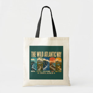 Wild Atlantic Way Ireland Landmarks Illustration Tote Bag