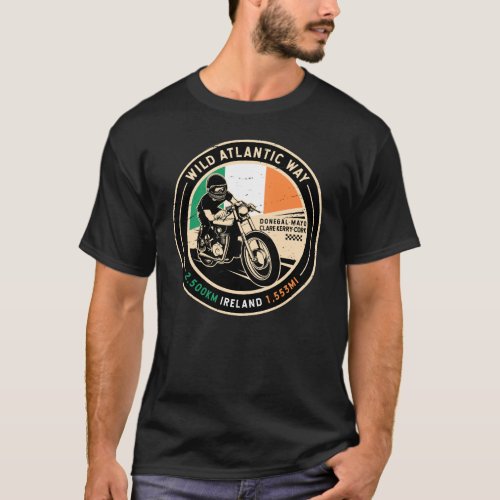 Wild Atlantic Way  Ireland  Motorcycle T_Shirt