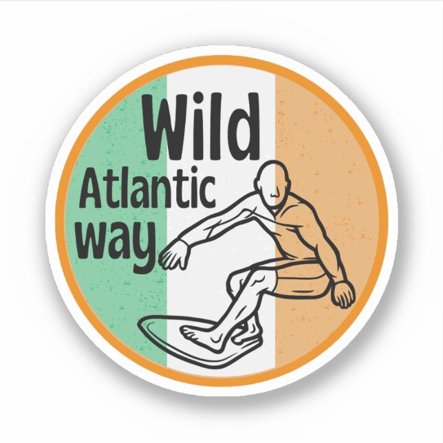 wild Atlantic Way - surfing Irish Tourism trial Sticker (Front)