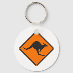 Wild Australian Kangaroo Marsupial Roo Silhouette Keychain