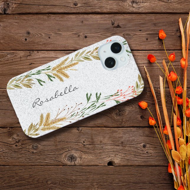 Wild Autumn Botanicals Personalize Name iPhone 15 Case (Creator Uploaded)