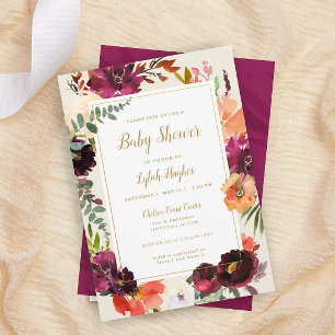 Wild Autumn Bouquet Baby Shower Invitation