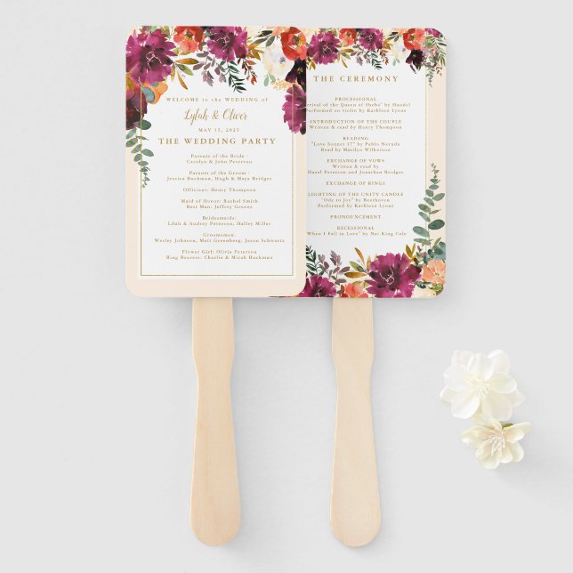 Wild Autumn Bouquet | Personalized Wedding  Hand F Fan (Front and Back)