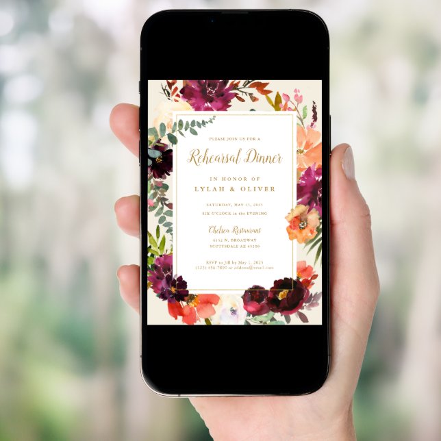 Wild Autumn Bouquet | Rehearsal Dinner Invitation (Front Digital)