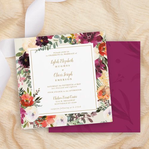 Wild Autumn Bouquet  Square Wedding Invitation