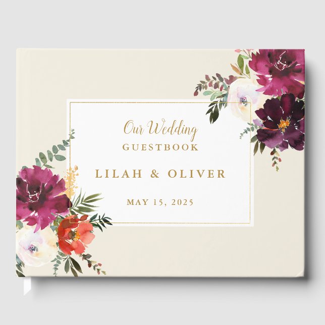 Wild Autumn Bouquet | Wedding Guest Book (Front)