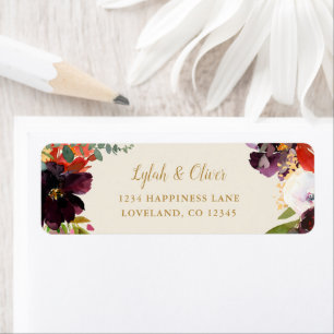 Wild Autumn Bouquet Wedding Return Address Label