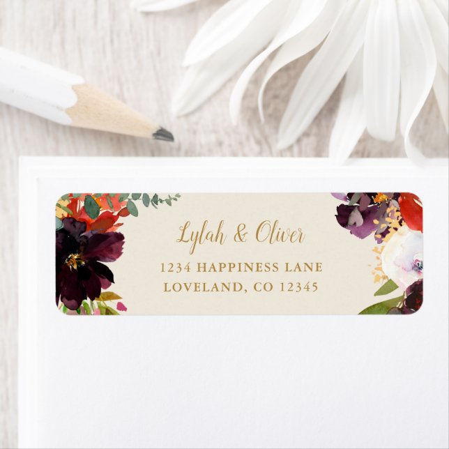 Wild Autumn Bouquet | Wedding Return Address Label (Insitu)