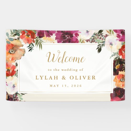 Wild Autumn Bouquet  Wedding Welcome Banner