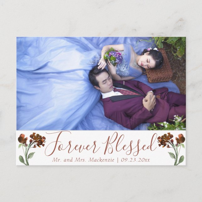 Wild Autumn Flowers | Orange Forever Blessed Photo Postcard (Front)