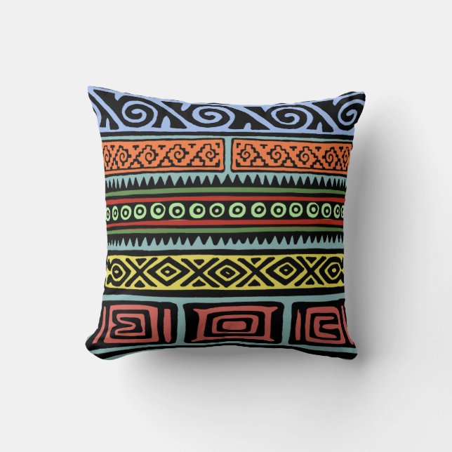 Wild Aztec Patterns Throw Pillow (Front)
