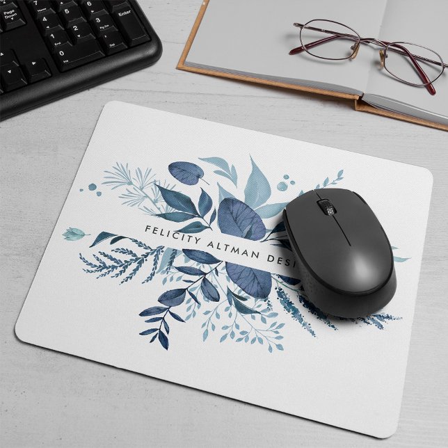 Wild Azure | Blue Botanical Personalized Mouse Pad (Creator Uploaded)