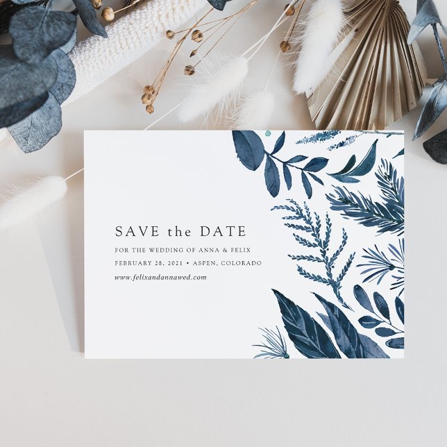 Wild Azure | Blue Botanical Wedding Save The Date (Creator Uploaded)