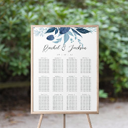 Wild Azure Blue Botanical Wedding Seating Chart