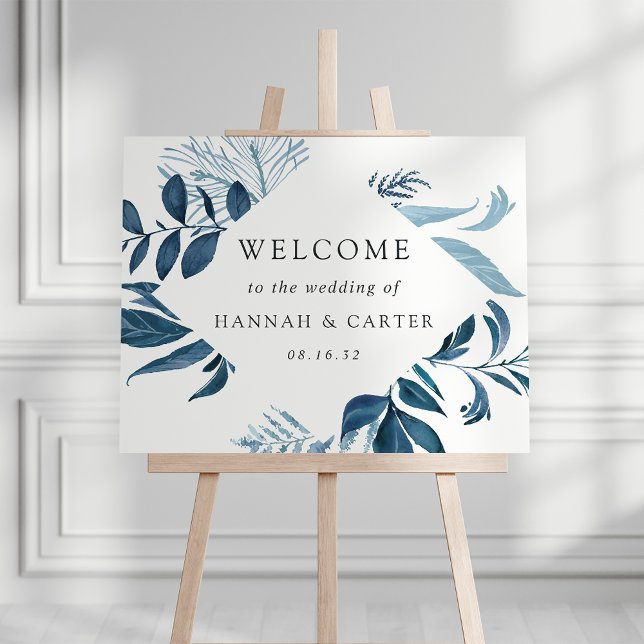 Wild Azure | Blue Botanical Wedding Welcome Foam Board (Creator Uploaded)