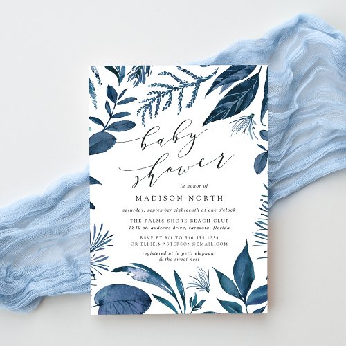 Wild Azure  Botanical Baby Shower Invitation