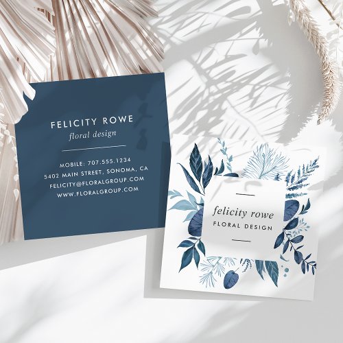 Wild Azure  Botanical Frame Square Business Card