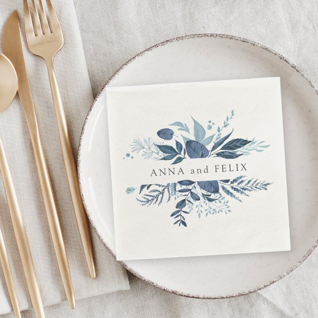 Wild Azure | Botanical Personalized Wedding Napkins (Creator Uploaded)