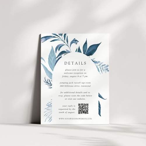 Wild Azure Botanical QR Code Wedding Details Enclosure Card