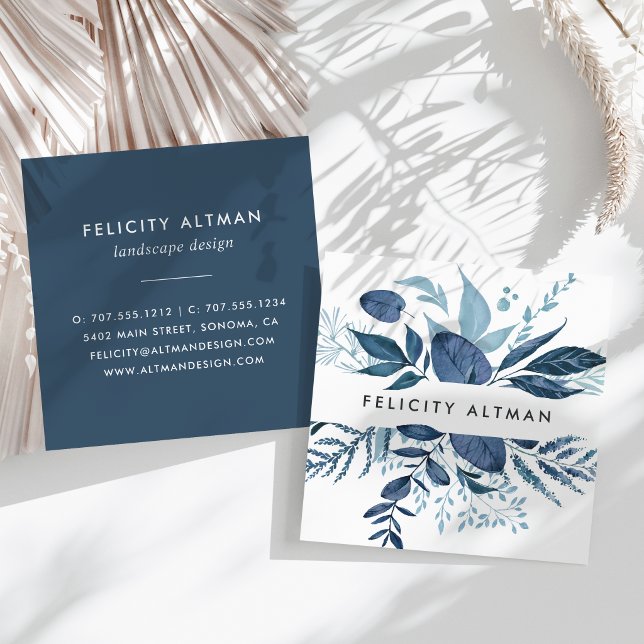 Wild Azure | Botanical Square Business Card