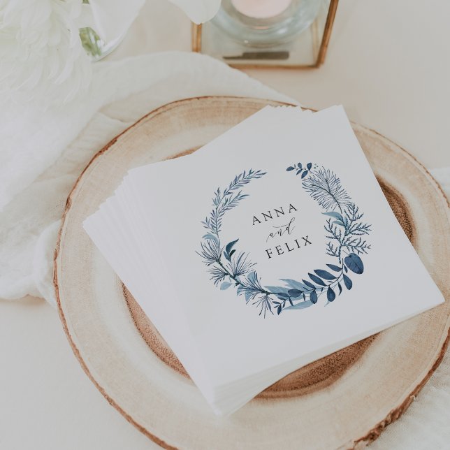 Wild Azure | Botanical Wreath Wedding Napkins (Creator Uploaded)