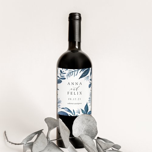 Wild Azure  Personalized Wedding Wine Label