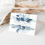 Wild Azure | Watercolor Botanical Thank You<br><div class="desc">Designed to coordinate with our Wild Azure wedding collection, these wintry chic thank you cards feature a top and bottom border of watercolor foliage in icy shades of blue. Add two lines of custom text in elegant off-black lettering (we love it with "with love and gratitude" and your names), as...</div>