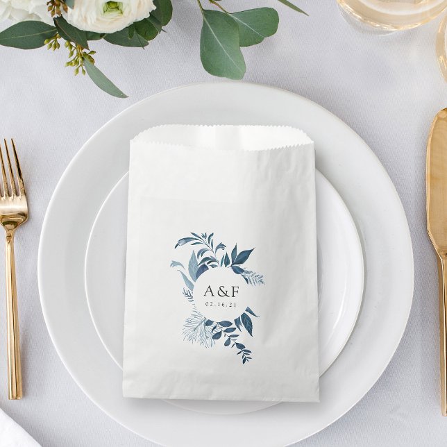 Wild Azure Wedding Monogram Favor Bag (Creator Uploaded)